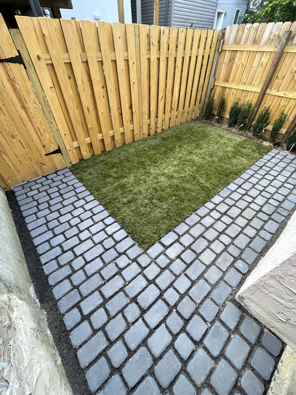 Techo-Bloc in Fairmount with topsoil prep for moss inlays